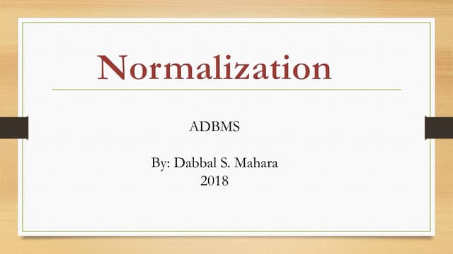 Normalization