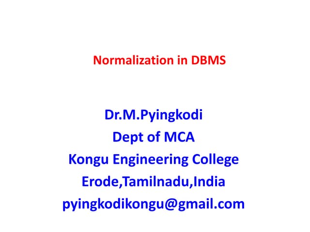 Normalization in DBMS