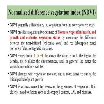 Normalized Difference Vegetation Index (NDVI) | PPTX