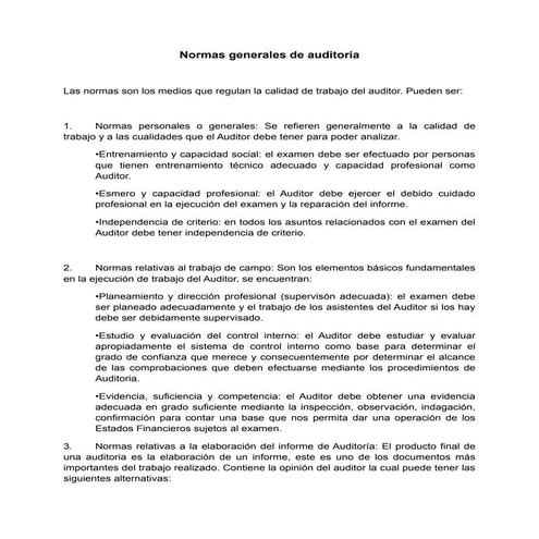 Normas Generales De Auditoria | PDF