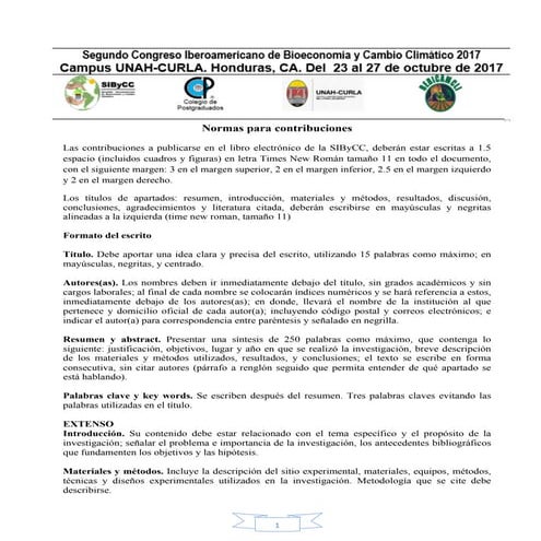 Normas contribuciones congreso sibcc 2016 coregido linemaiento