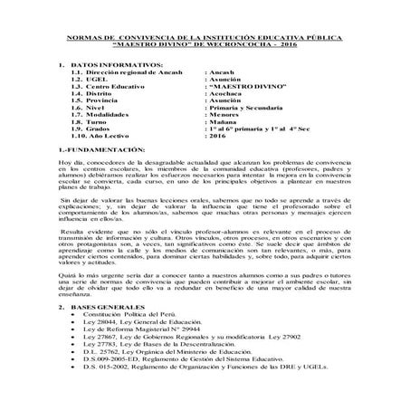 Normas de convivencia  2016