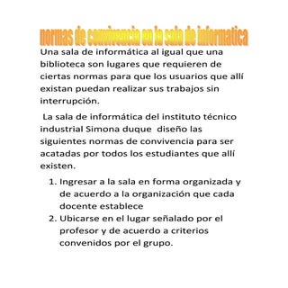 Normas de convivencia en la sala de...