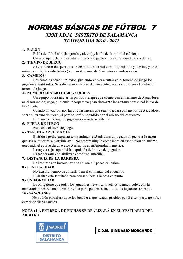 Normas de fútbol 7