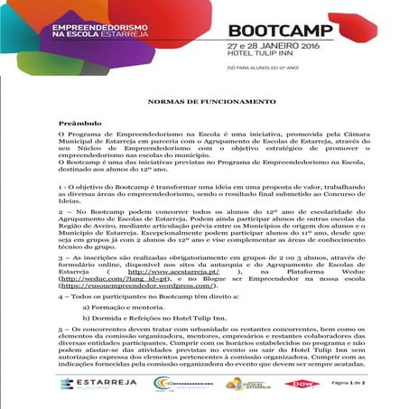 Normas de funcionamento bootcamp