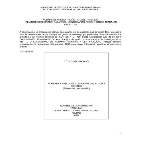Normas icontec guia para monografia | PDF