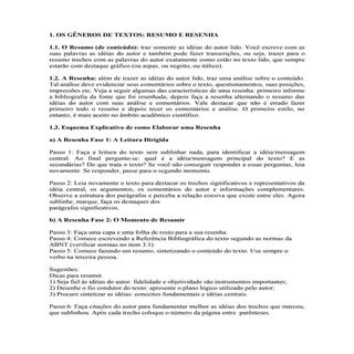 Normas para desenvolvimento de resenha