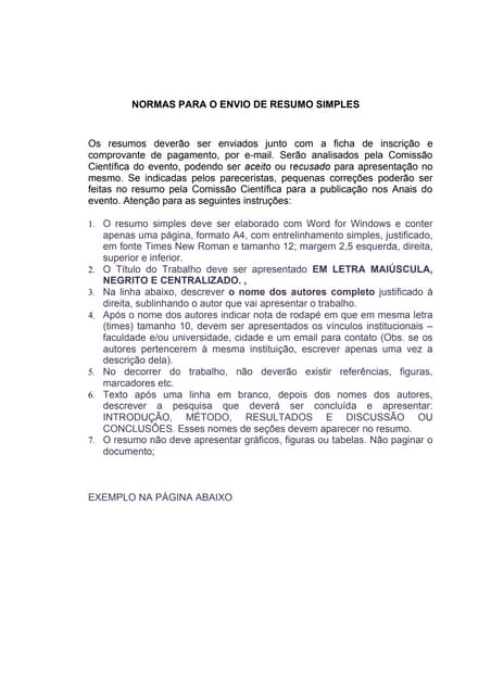 Normas Para O Resumo Simples