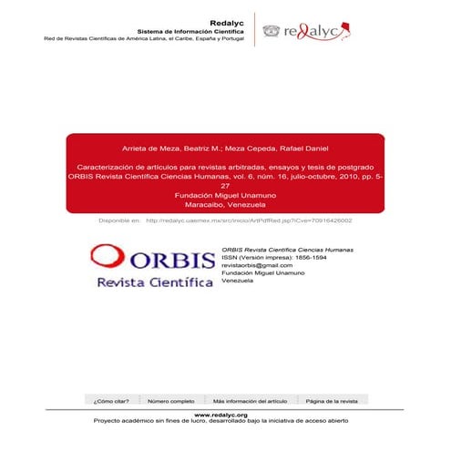 Normas para publicaciones en revistas arbitradas