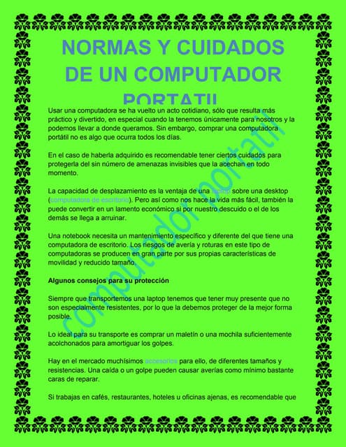 Normas básicas de uso de la computadora | PDF