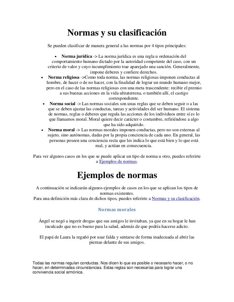 Normas y su clasificacion