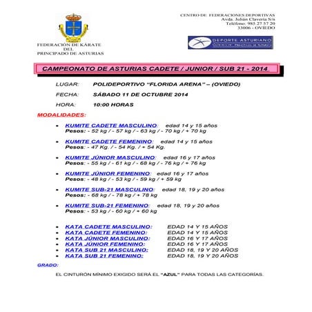 Normativa cpto asturias cadete junior-sub 21- 2014