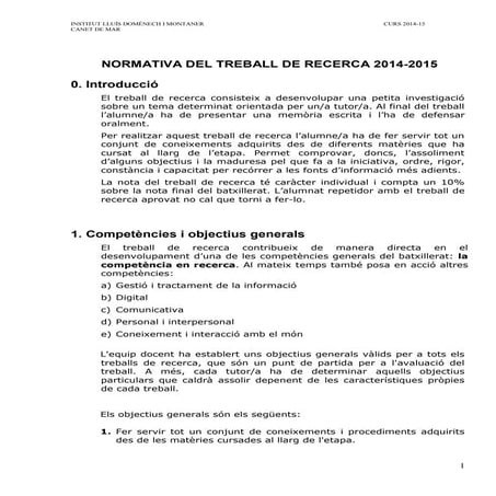 Normativa del tr 2014 15 i fulls de seguiment