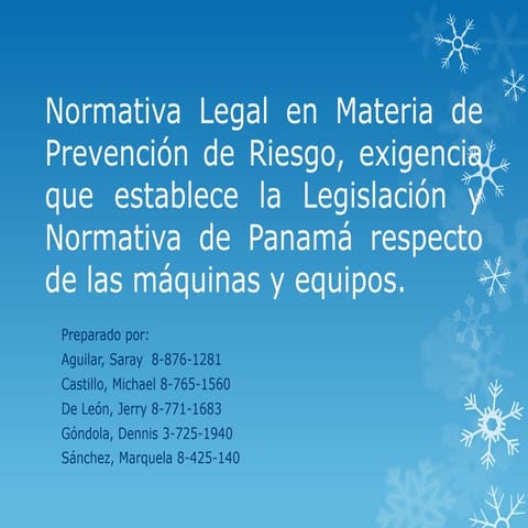 Normativa legal en materia de prevención de riesgo