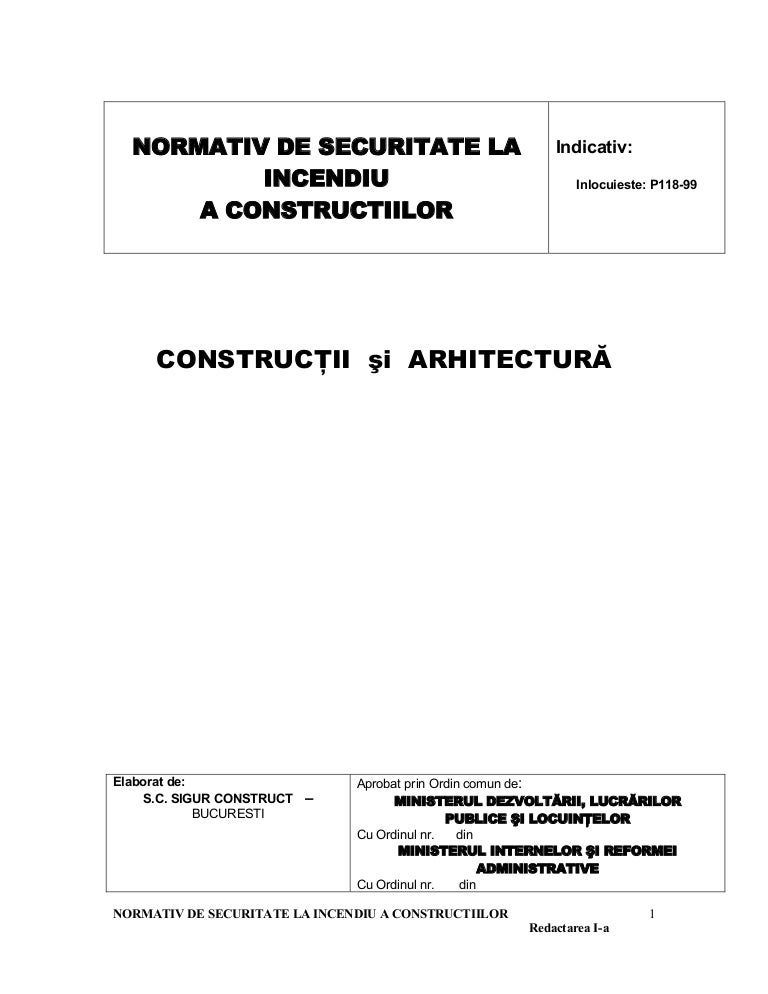 Normativ Securitatea Incendiu Arhitectura P 118 89