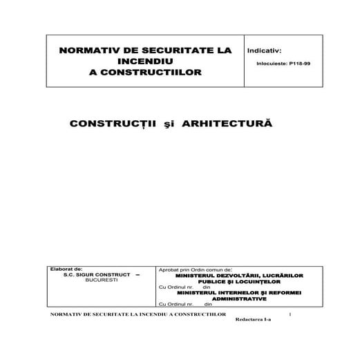 Normativ securitatea incendiu arhitectura  P 118 89