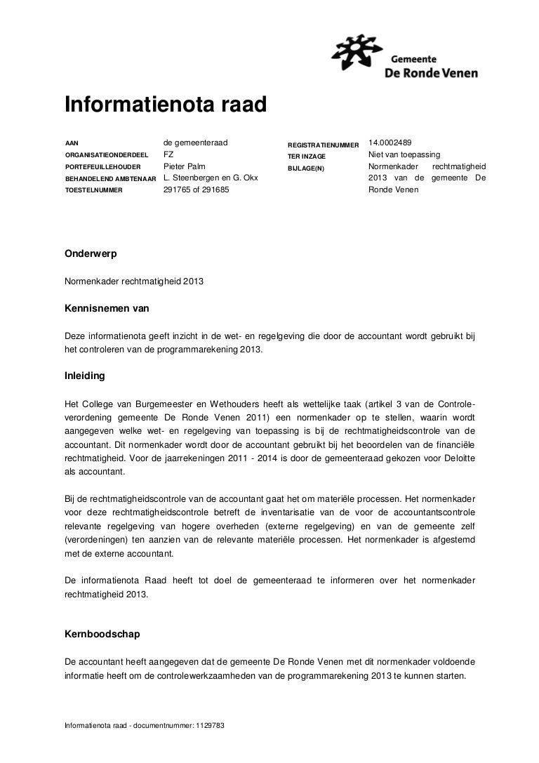 Normenkader rechtmatigheid 2013