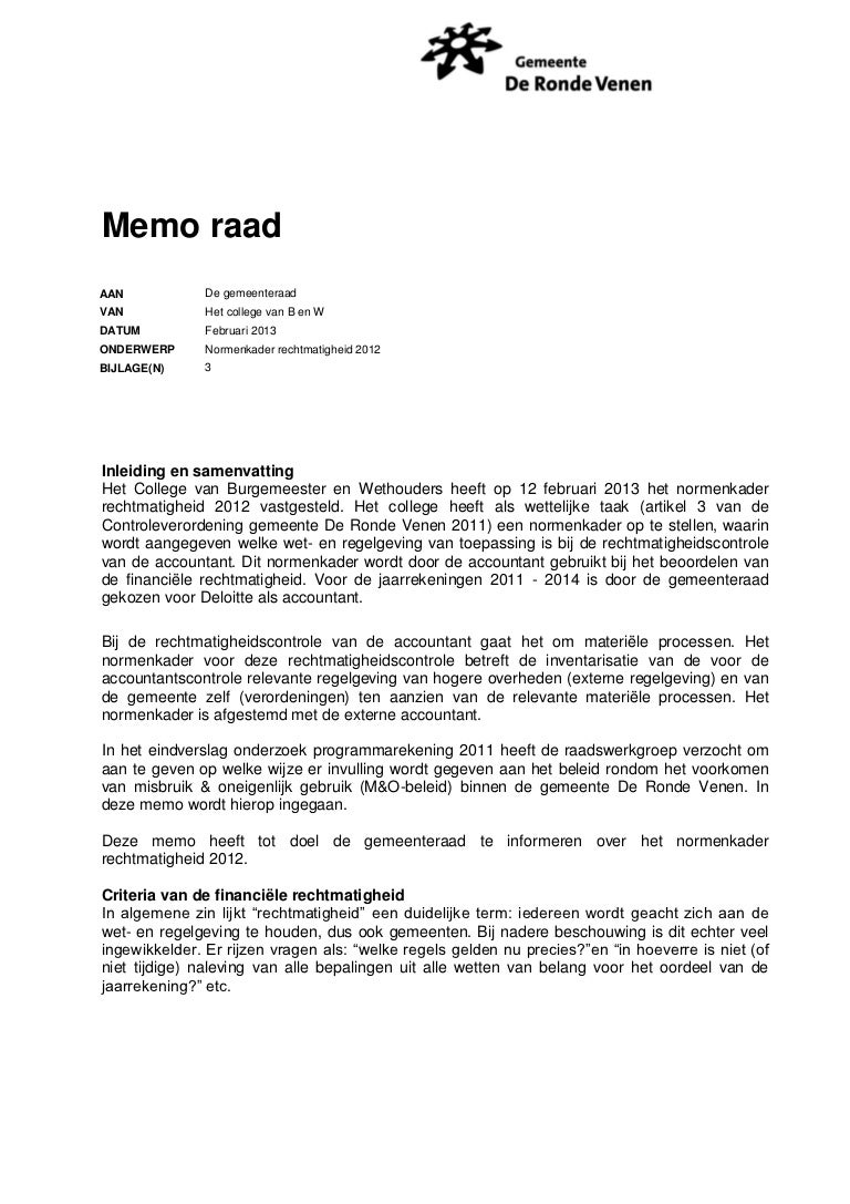 Normenkader rechtmatigheid de ronde venen 2012