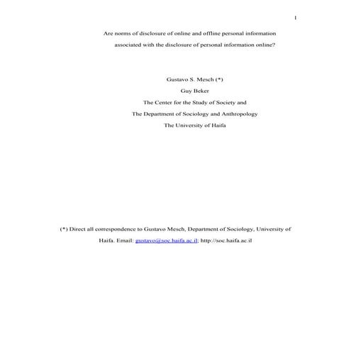 Norms of disclosure mesch&becker