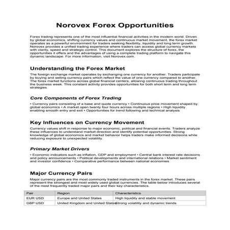 The Norovex Forex Opportunities  PDF - Full Guide
