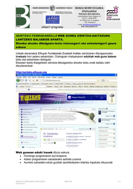 Norteko Ferrokarrilla Web Gunea Zientzia