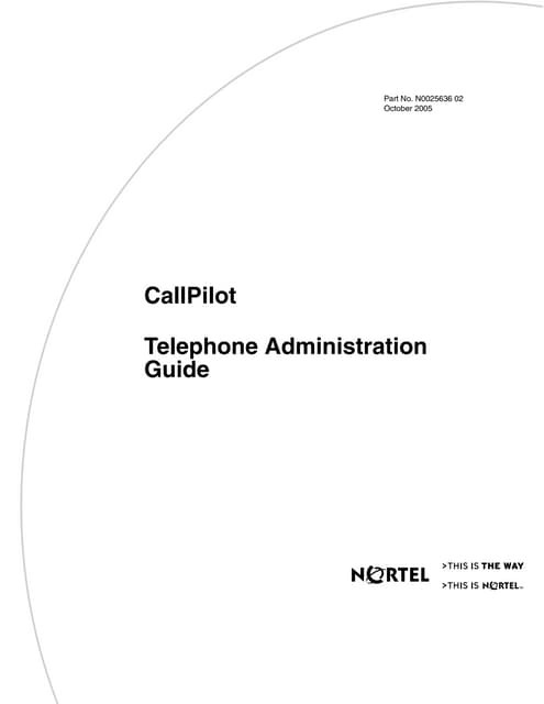 Nortel Call Pilot telephone administration guide