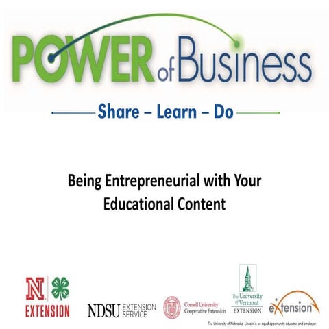 Being Entrepreneurial with Your Educational Content