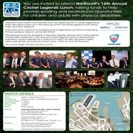 Northcott Crickets Legend Lunch