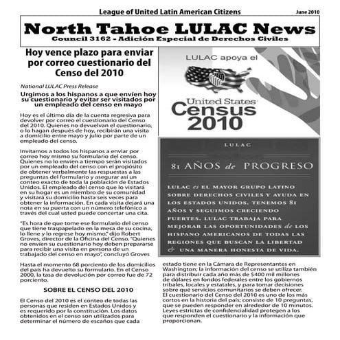 North Tahoe LULAC Newsletter - June 2010 