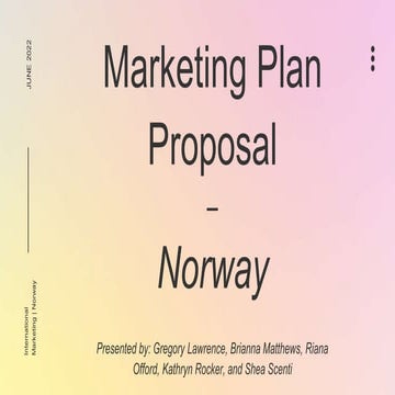 Marketing Plan Proposal - Norway