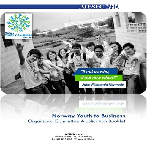 Norway Youth2Business Organizing Committee Application Booklet