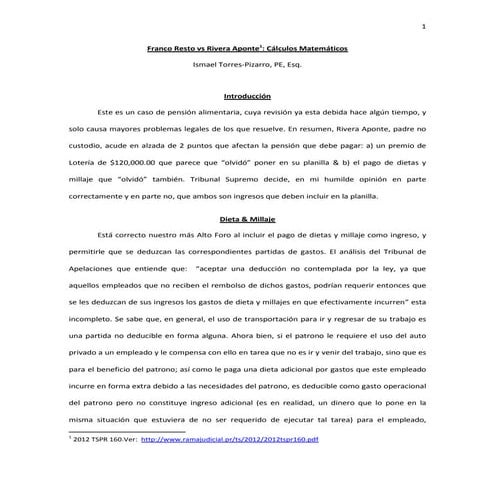 Franco Resto vs Rivera Aponte1: Cálculos Matemáticos