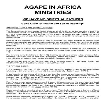 WE HAVE NO SPIRITUAL FATHERS