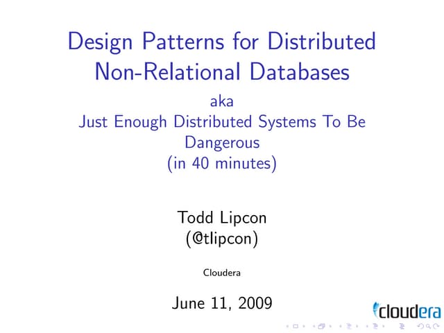 Design Patterns For Distributed NO-reational databases