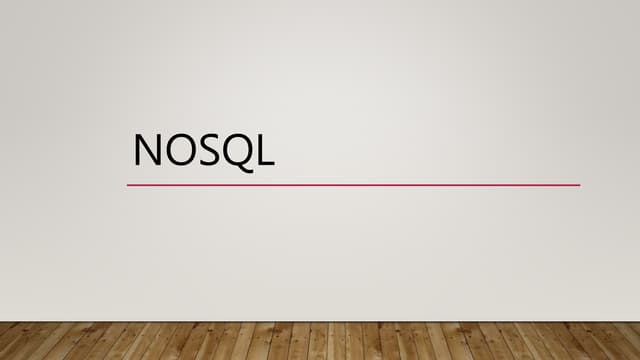 Introduction to NoSQL database technology