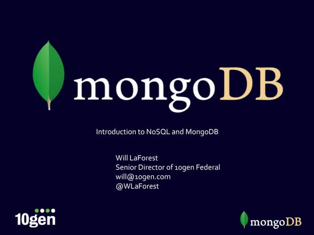 An Introduction to Big Data, NoSQL and MongoDB