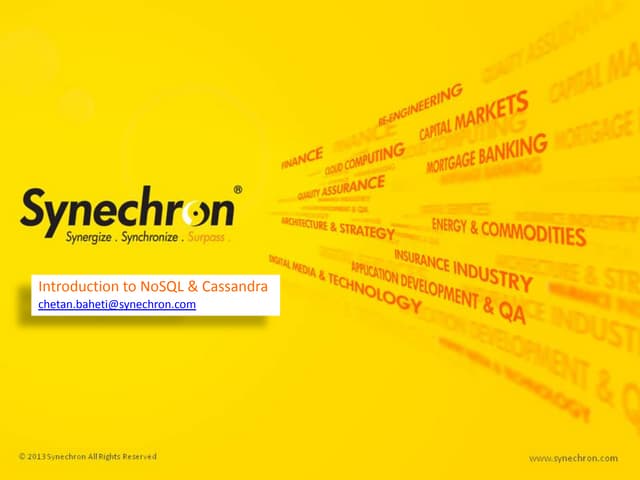 Introduction to NoSQL & Apache Cassandra