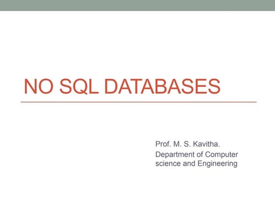 Presentation On NoSQL Databases | PPT