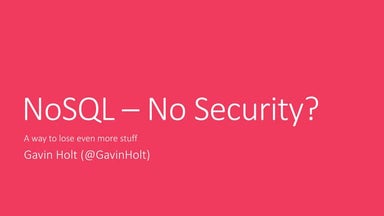 NoSQL - No Security?