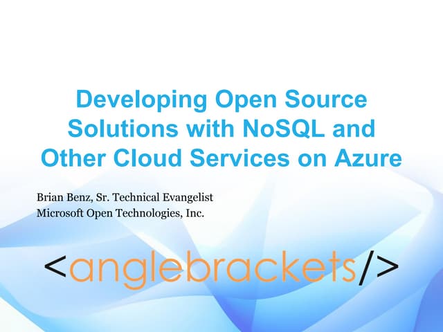 NoSQL on microsoft azure   april 2014