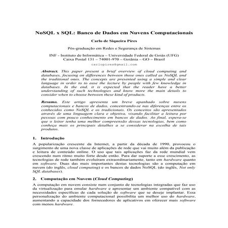 NoSQL x SQL: Bancos de Dados em Nuvens Computacionais