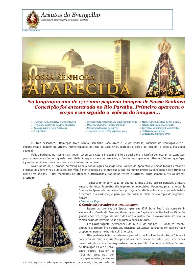 História de Nossa Senhora Aparecida História de Nossa Senhora Aparecida