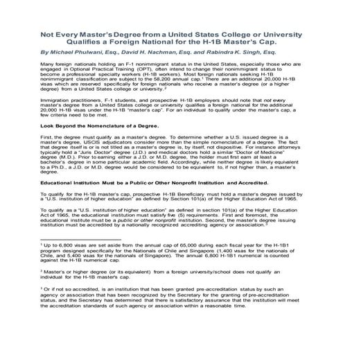 Not Every Master’s Degree from a United States College or University Qualifie...