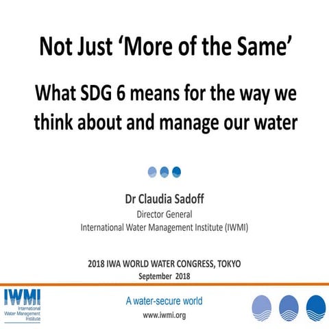 Not Just ‘More of the Same’ - What SDG 6 means for the way we think about and...