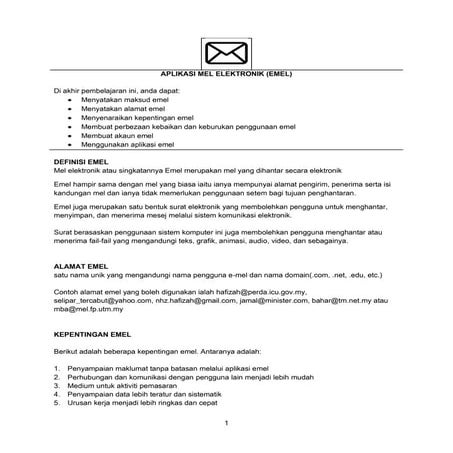 Nota aplikasi emel | PDF