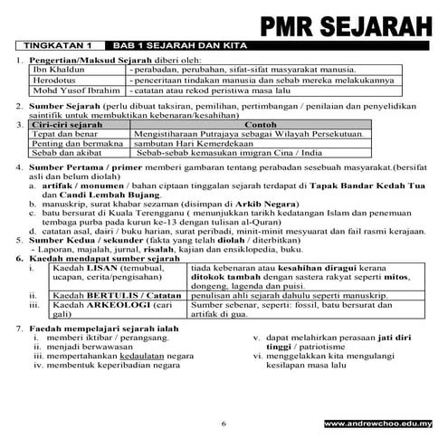 Nota Sejarah Tingkatan 1