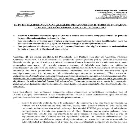 ¿Riesgo de quiebra en Cambre?