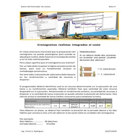 Nota 9 cronogramas realistas integrados al costo