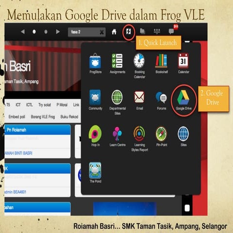 Nota asas google docs dan Frog VLE