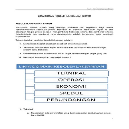  LIMA DOMAIN KEBOLEHLAKSANAAN SISTEM